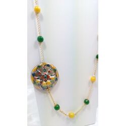 Collana con "RUOTA DI CARRETTO"  in argento e ceramica di Caltagirone art COLL/RUOTA@emmnaueleregali.com@bpmbonieraperfetta.com