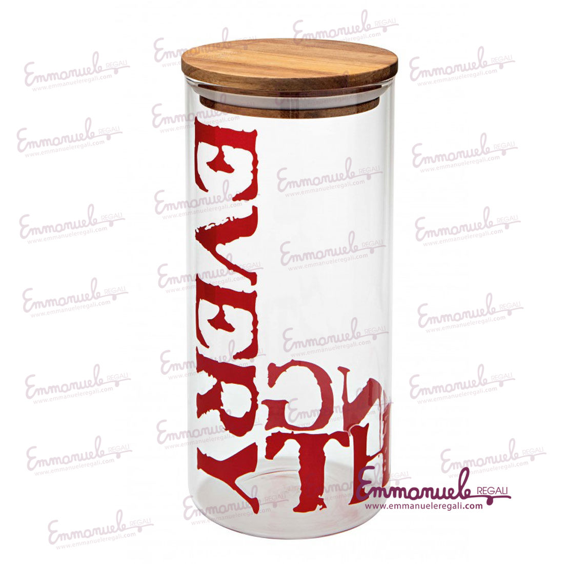 Barattolo everything vetro con tappo ermetico in acacia - Brandani-emmanueleregali-bombonieraperfetta