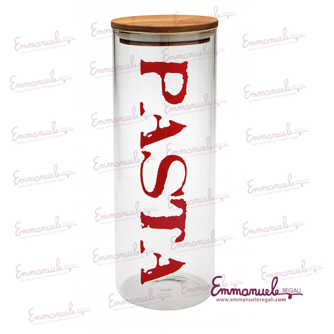 Barattolo pasta vetro con tappo ermetico in acacia - Brandani-emmanueleregali-bombonieraperfetta