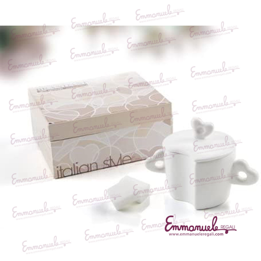 Zuccheriera Heart porcellana bianca - Brandani-emmanueleregali-bombonieraperfetta