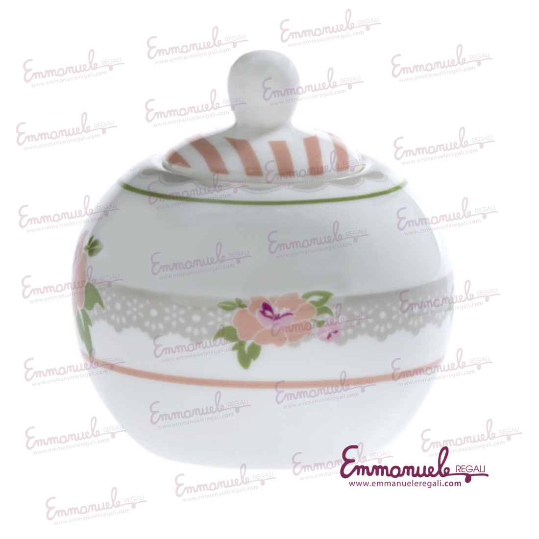 Zuccheriera Peonia in new bone china - Brandani-emmanueleregali-bombonieraperfetta