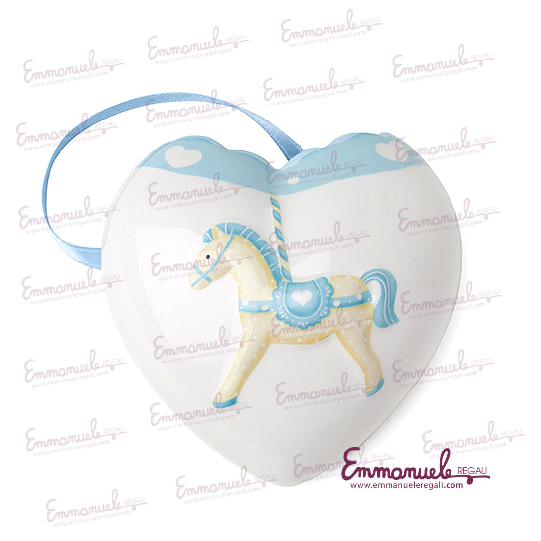 26290_Acquasantiera ceramica Carusel blu cm. 10 - Hervit_emmanueleregali_bombonieraperfetta