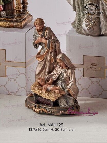 NA1129-12-Sacra Famiglia oro e argento in resina-L'Infinito-emmanueleregali-bombonieraperfetta
