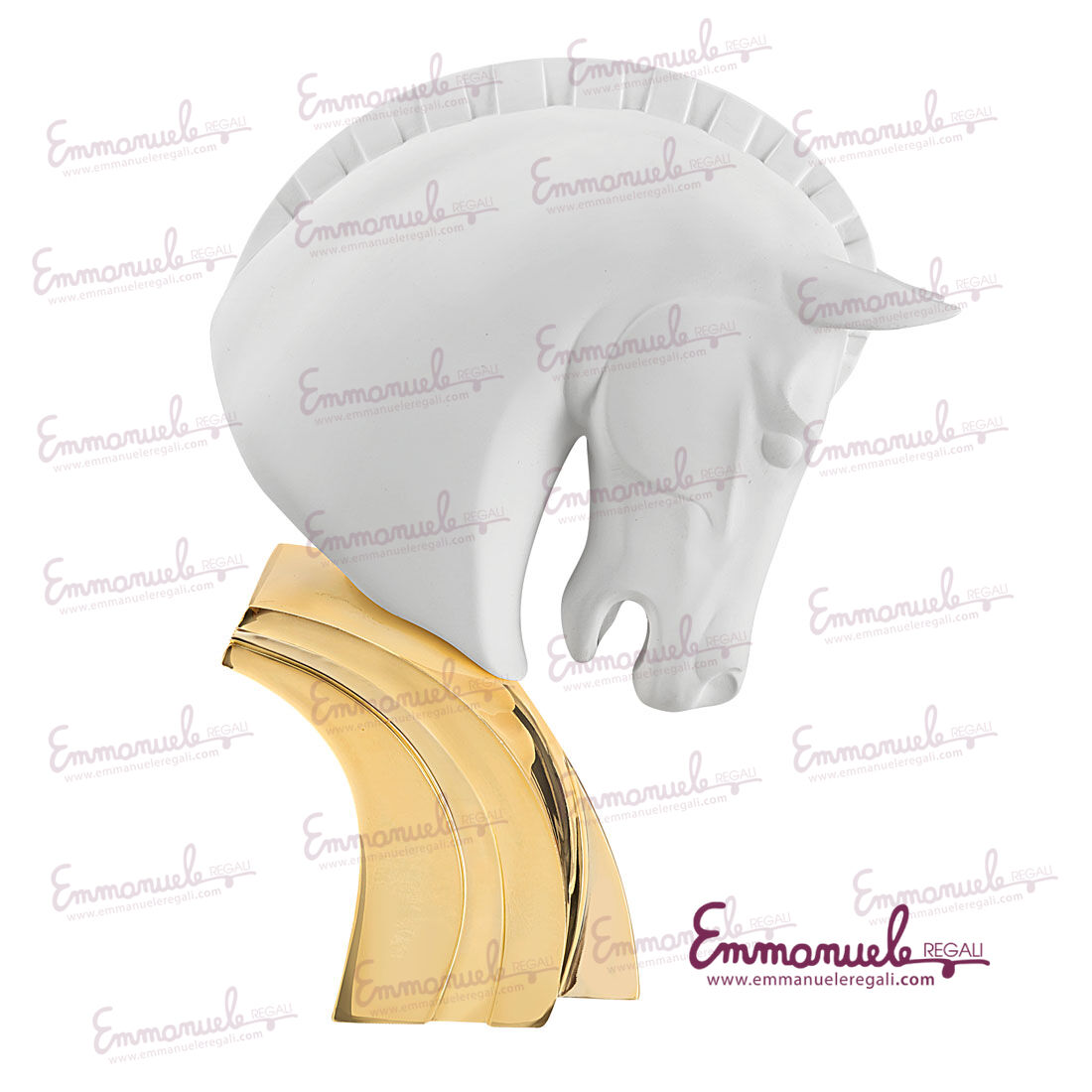 ME2344-2BI-OR-Testa Cavallo h. 30 BiancoOro - Bongelli Preziosi-emmanueleregali-bombonieraperfetta